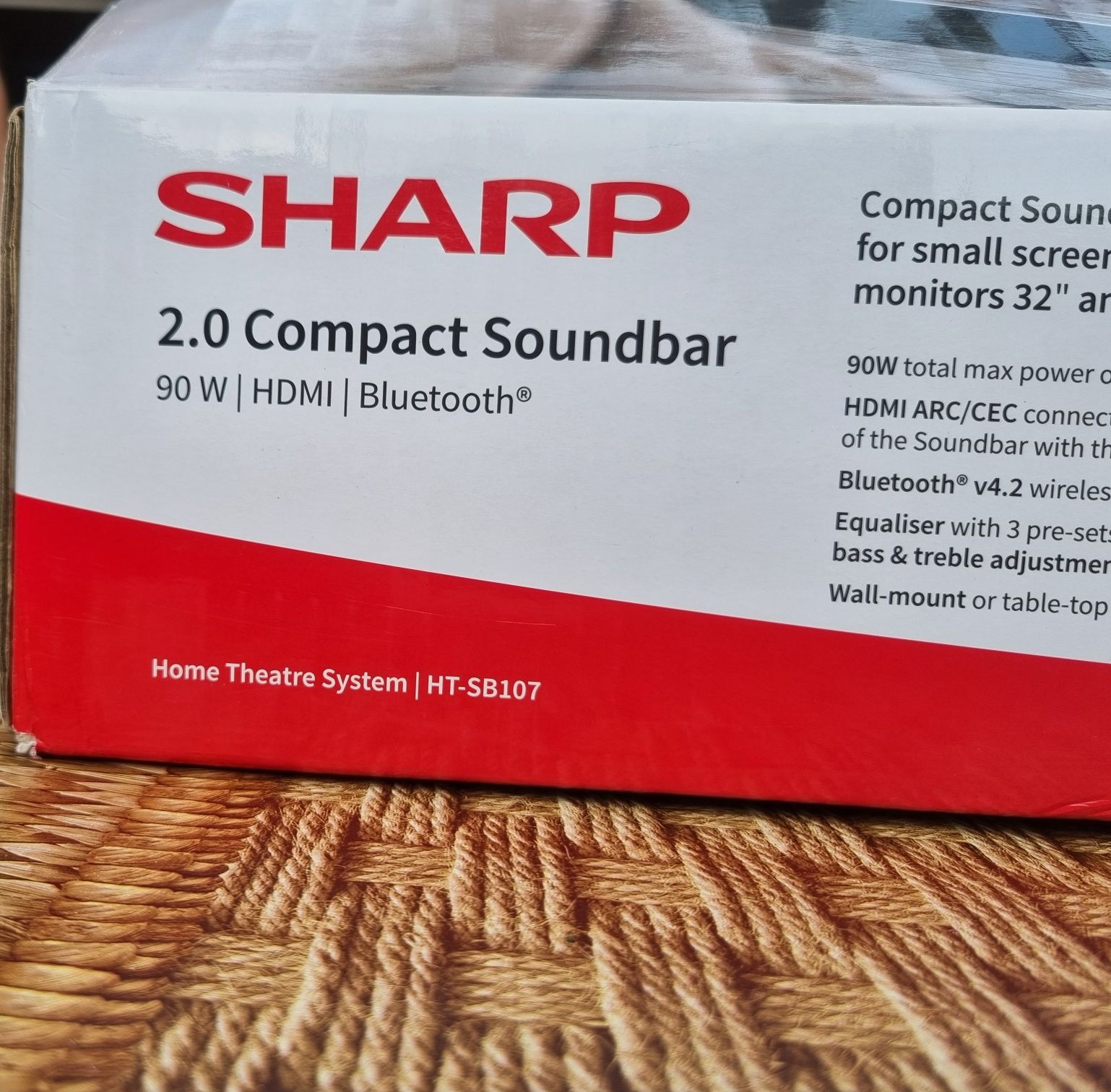 Саундбар Sharp, HT-SB107, Bluetooth 2.0, Черен