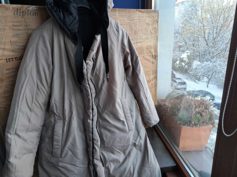 дамско яке,зимно,дълго Пухено,шуба гъши пух,две лица