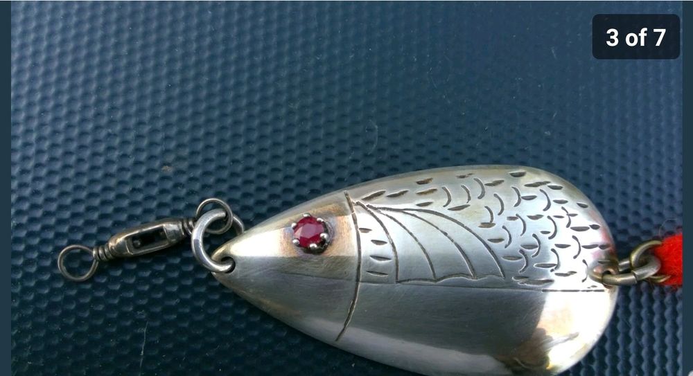 Lingurita oscilanta rapitori argint masiv ochi rubin vintage nu GIPO