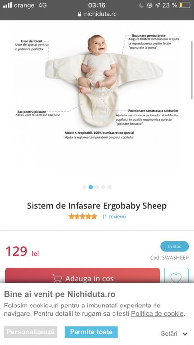 Scutec sau sac de infasat bebe ergobaby