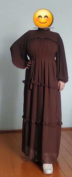 Yangi uzun krep shifon ko'ylak, 56 razmer, Türkiye