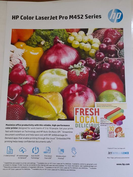 Продавам лазерен принтер HP Color laserJet M452nw сервизно обновен
