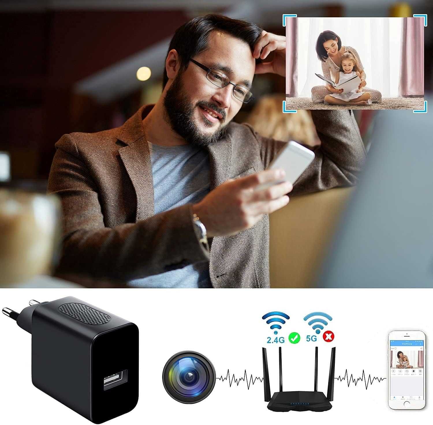 Скрита камера в зарядно с WiFi директно наблюдение и запис от Igzyz
