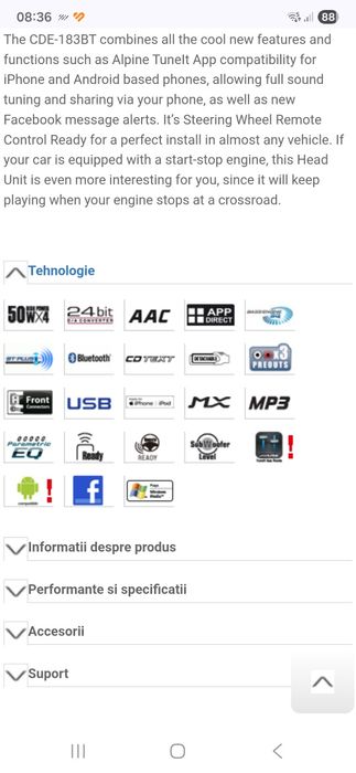 Player Alpine cde-183 Bluetooth usb,cd