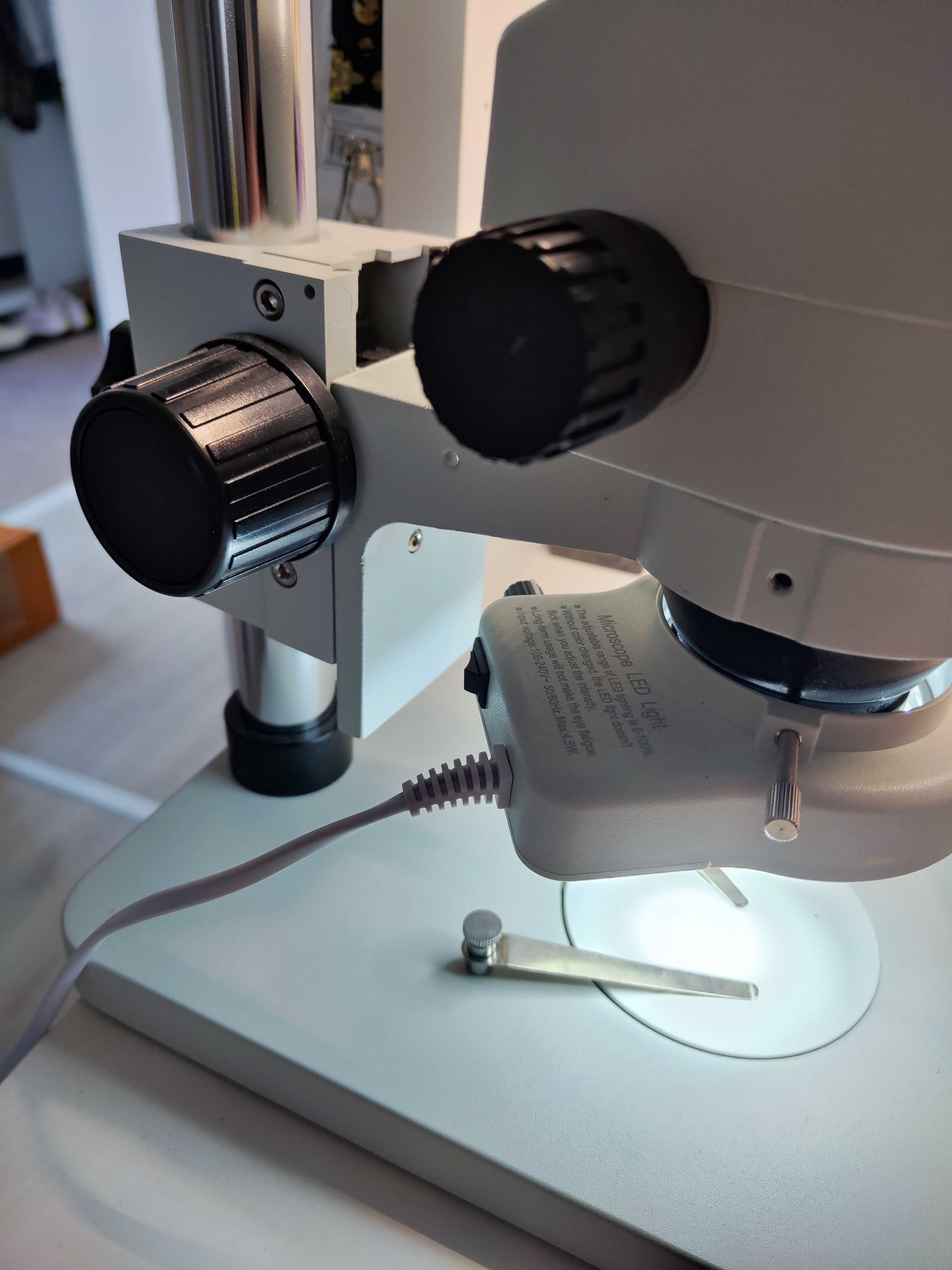 stereo microscop 7x-45x zoom continu binocular cu led bijutier electro