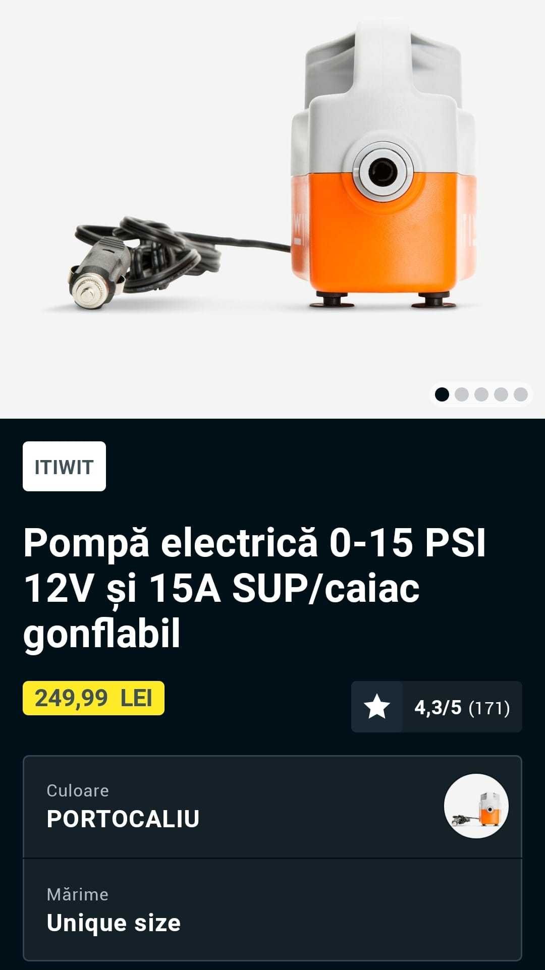 Pompă electrică 0-15 PSI 12V și 15A SUP/caiac gonflabil ITIWIT