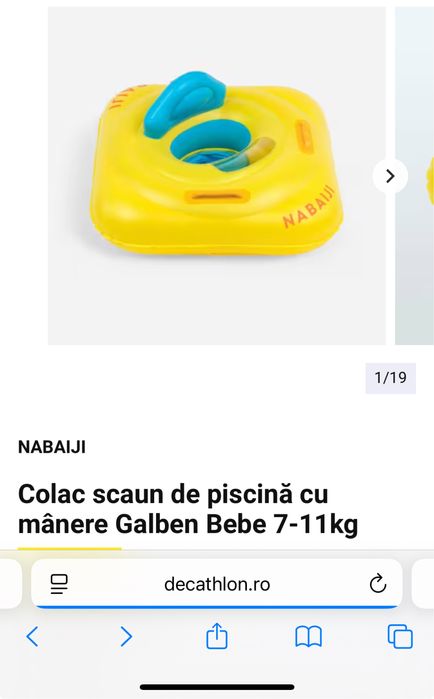 Colac scaun de piscina cu manere Bebe 7-11kg