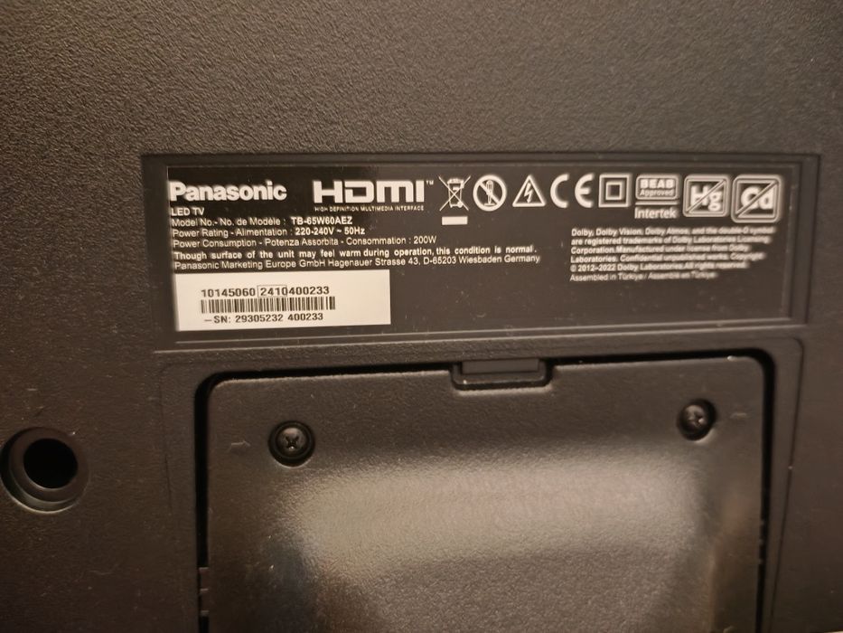 TV PANASONIC 4K, 65W60AEZ, diag. 163 cm, NOU, garanție  2 ani !