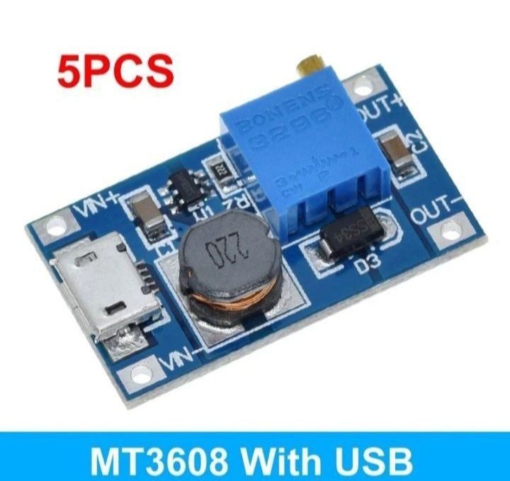 Повышающий преобразователь MT3608 micro USB по 5штук 1000тг