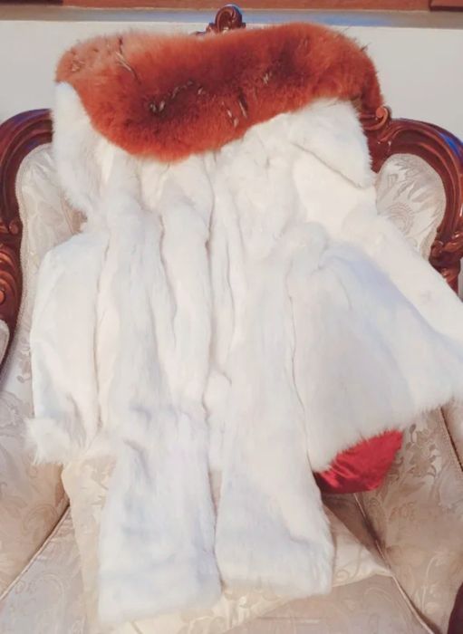 Палто от естествен косъм чинчила и лисица