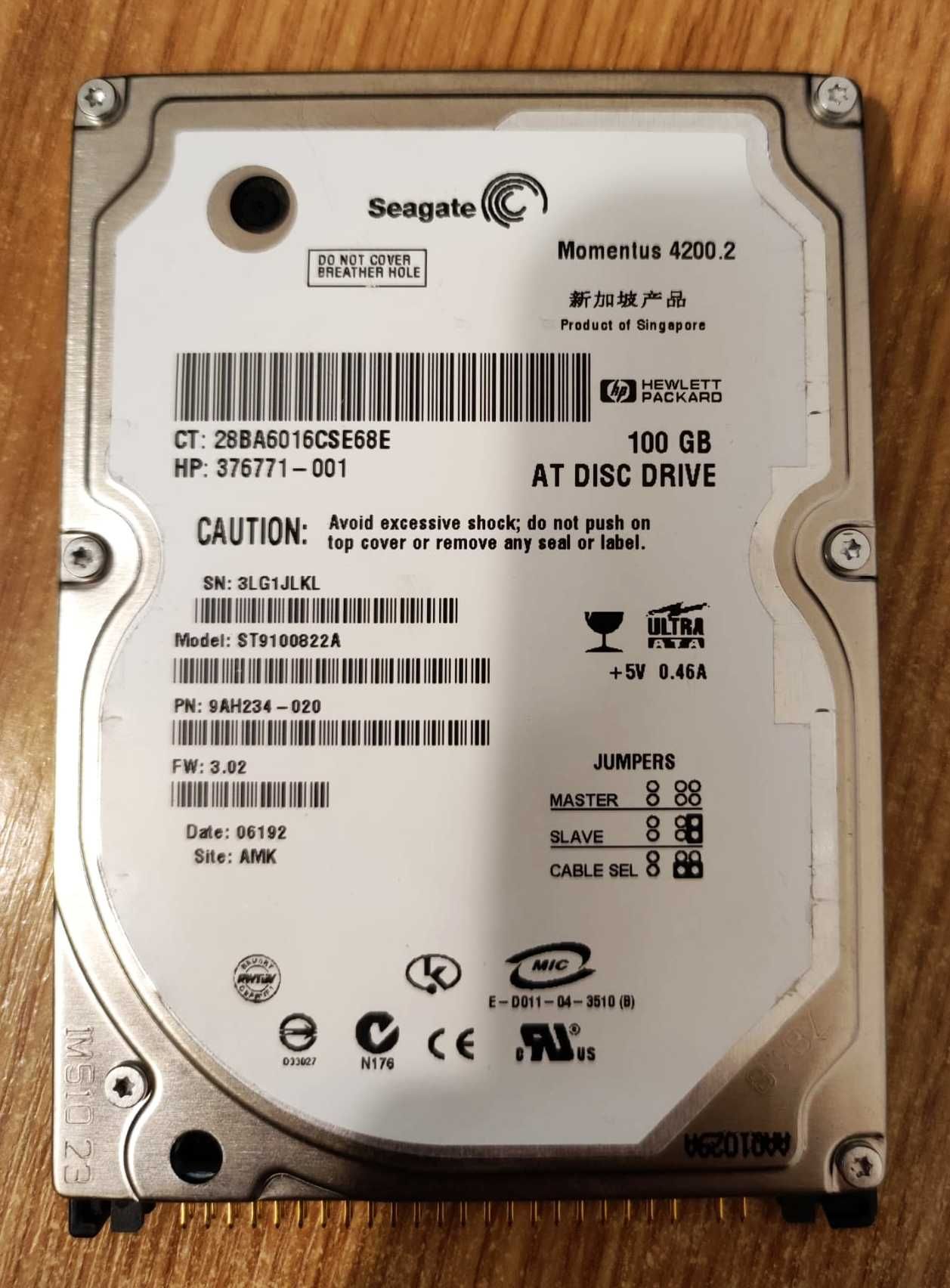 Hdd ATA IDE Laptop 100gb, perfect functional, Hard disk CALCULATOR