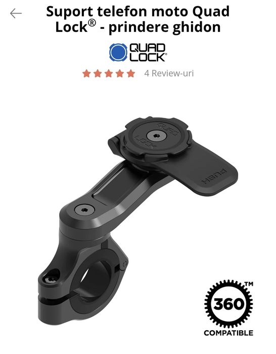 Pachet suport Quad Lock cu prindere pe ghidon