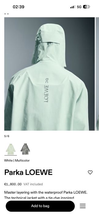 Loewe and On parka waterproof