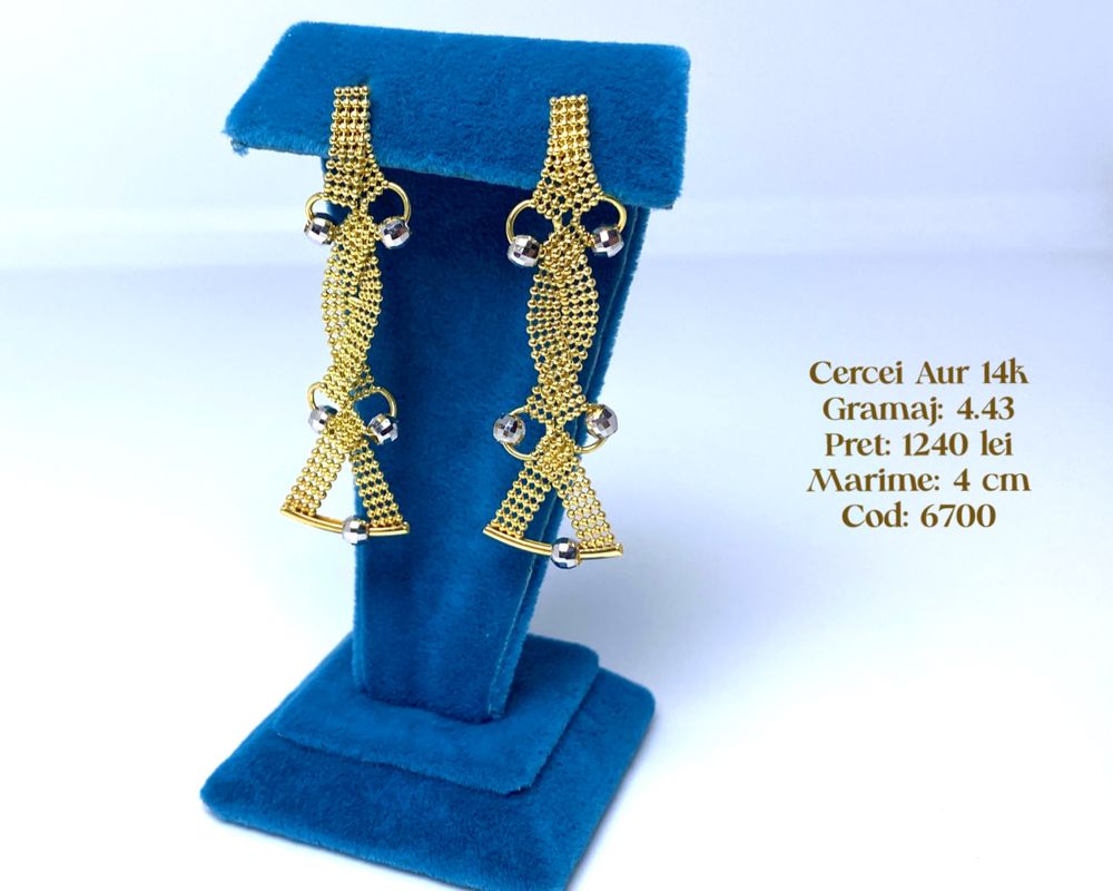 (6703 6700) Cercei Aur 14k 4,47g FB Bijoux Euro Gold Galati