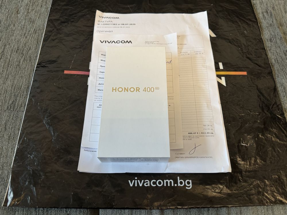 ***ЗАПЕЧАТАН 512GB Honor 400 12GB 5G Гаранция Vivacom 2026 Black / Чер