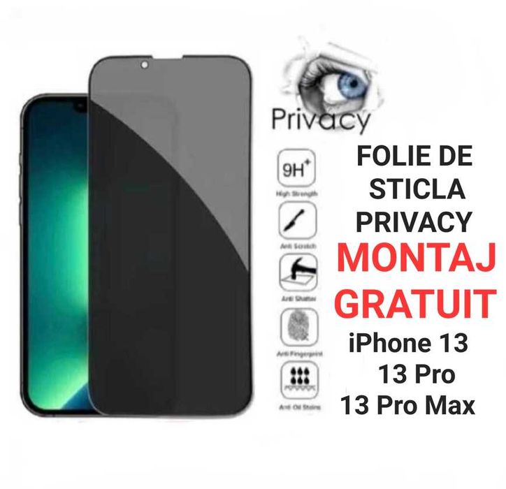 Folie Privacy iPhone 13 , 13 Pro , 13 Pro Max , 14 , 15 , 16 Plus
