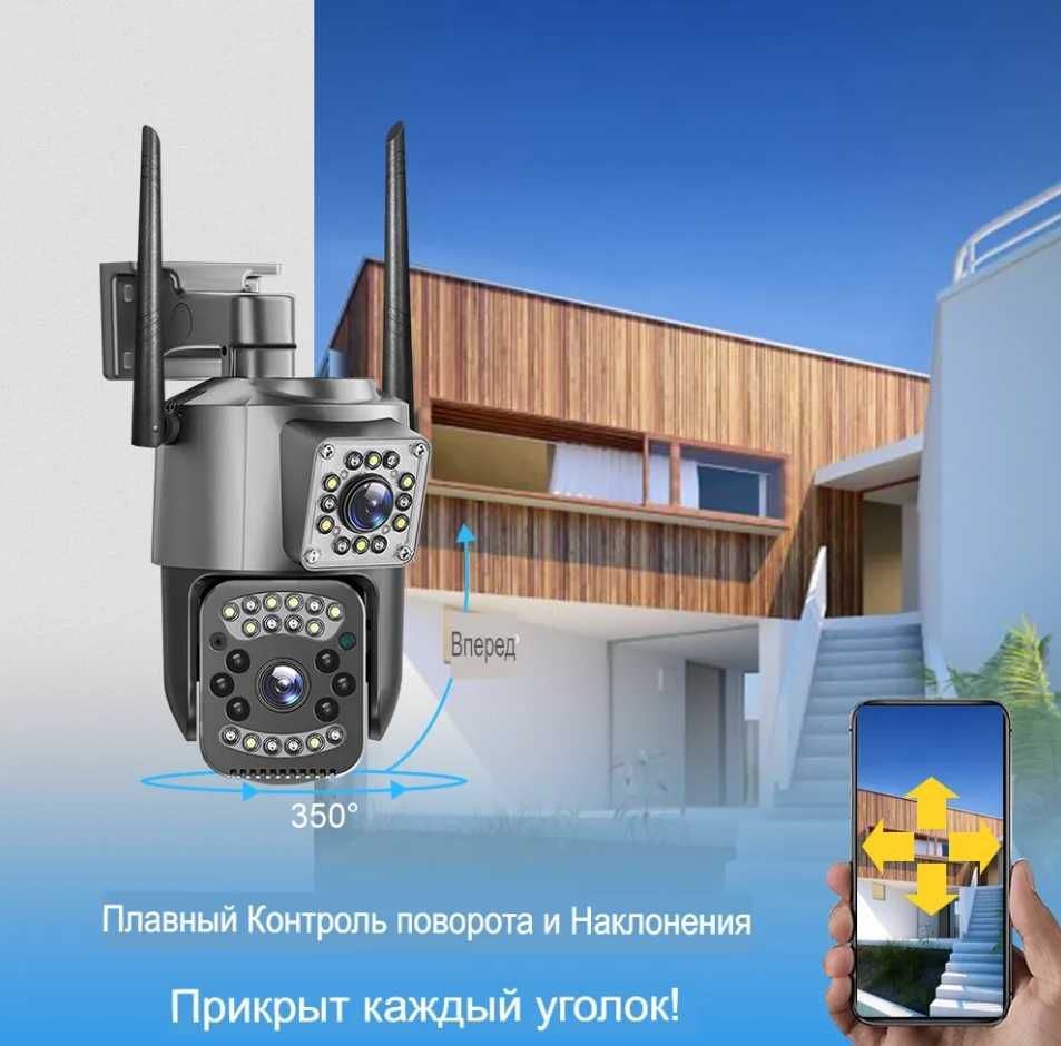 4G камера видеонаблюдения с двойным объективом на SIM карте