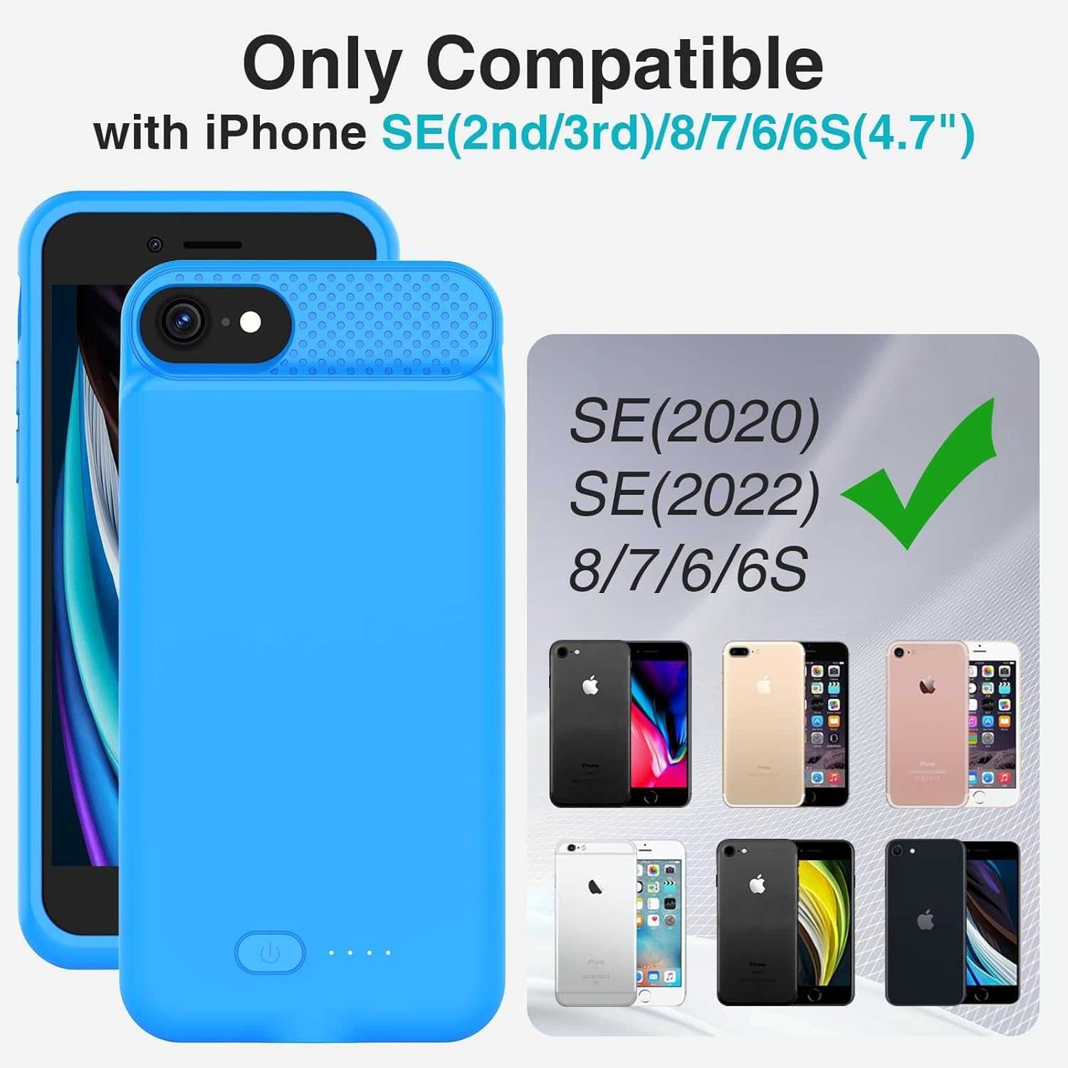 Кейс с батерия GIN FOXI за iPhone SE (2022/2020)/8/7/6/6s - 4.7"