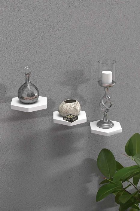 Рафтчета за стена/Комплект от 3 шестоъгълни етажерки за стена 5 цвята