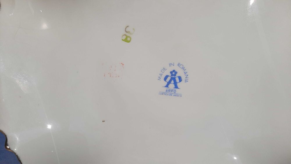 Fructiera cu maner, portelan, cobalt, mare, manual,ARPOCurtea de Arges