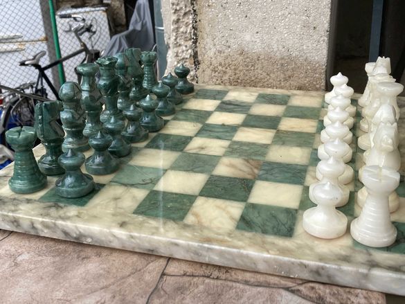 стар Мраморен шах,бяло зелен