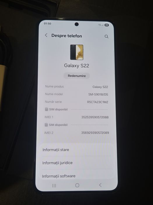 Vand Telefon Samsung S22 5G Pachet Complet.