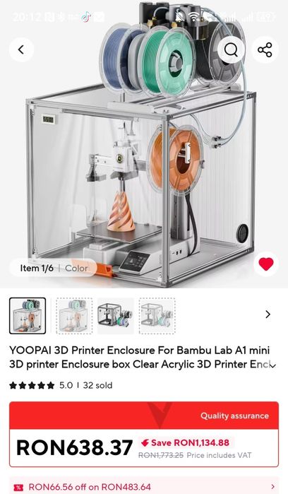 Vând imprimanta 3D Bambulab A1 mini