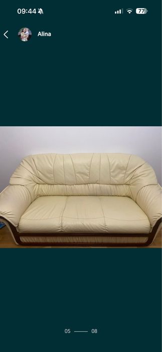 Vând canapea din piele ecologică cu 2 fotolii– stare foarte bună
