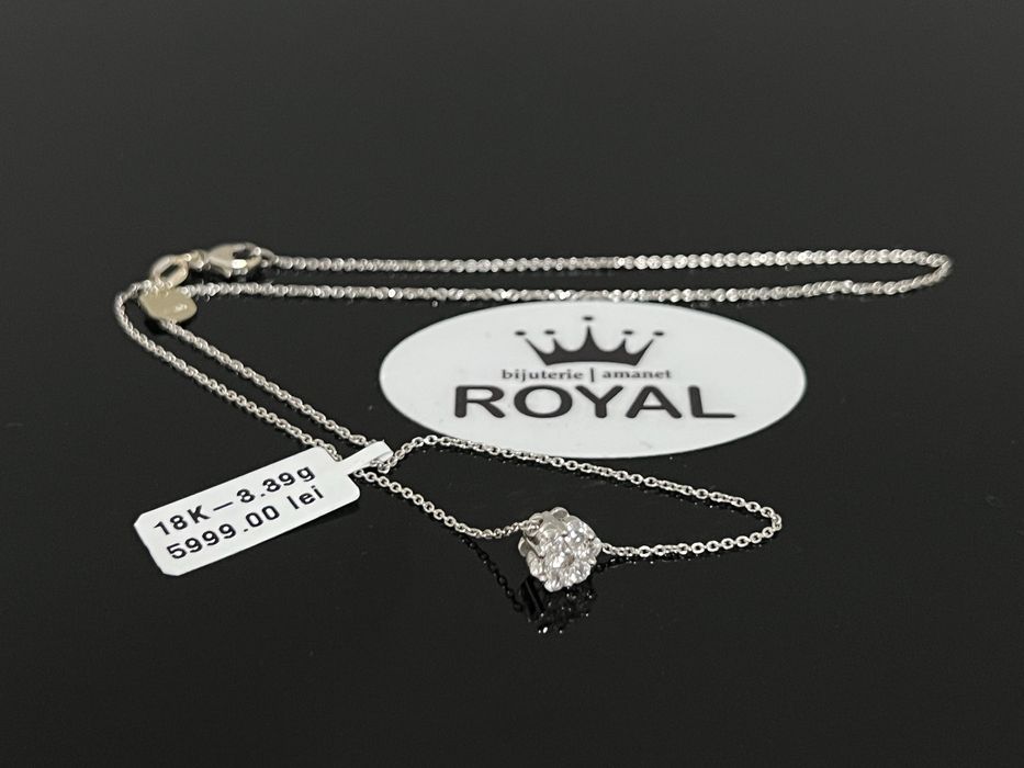 Bijuteria Royal CB : Lant aur alb 18K cu 7 diamante 3,39 grame