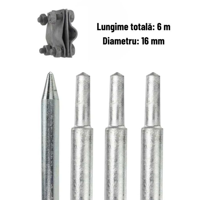Set electrozi împământare 16x1500 mm + conector platbandă