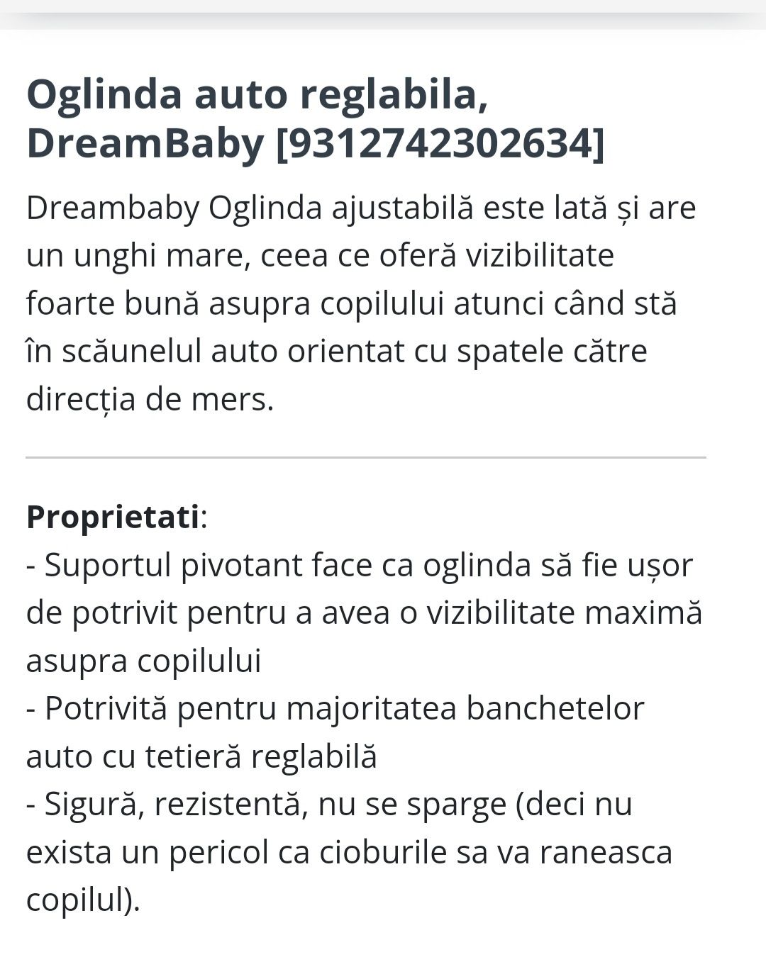 Oglinda auto tetiera