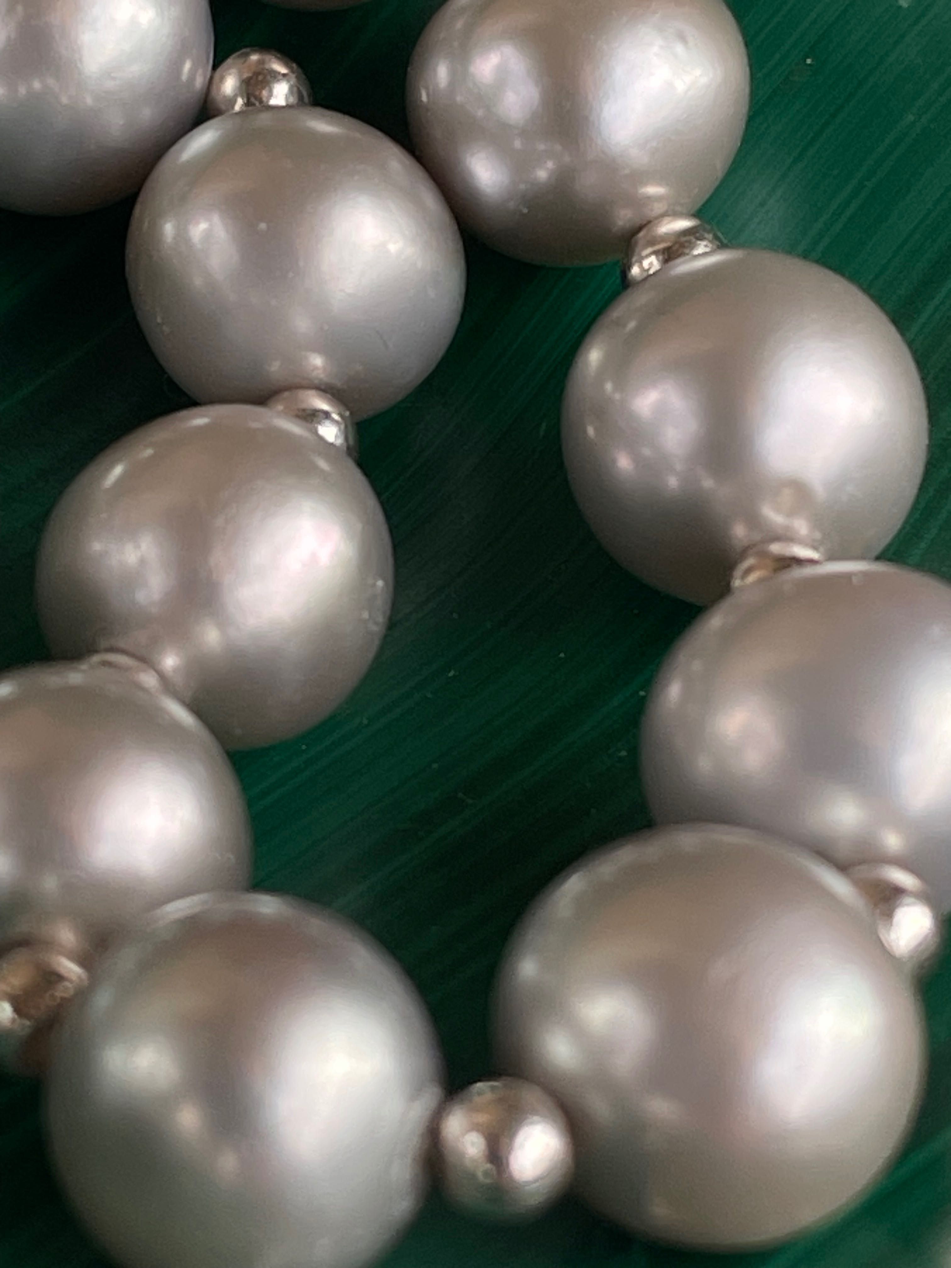 Колие естествени сиви таитянски перли , сръбро
