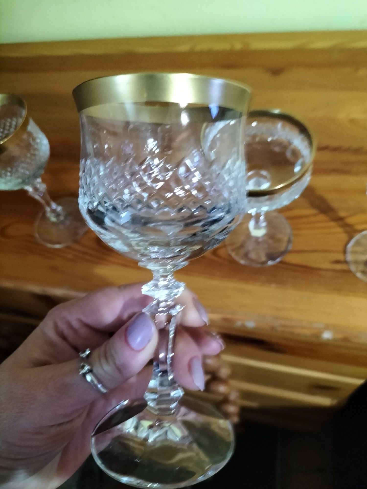 Seturi de pahare cristal cu foita de aur