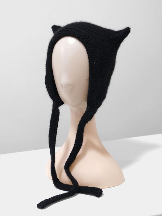 Шапка вязанная, коточепчик