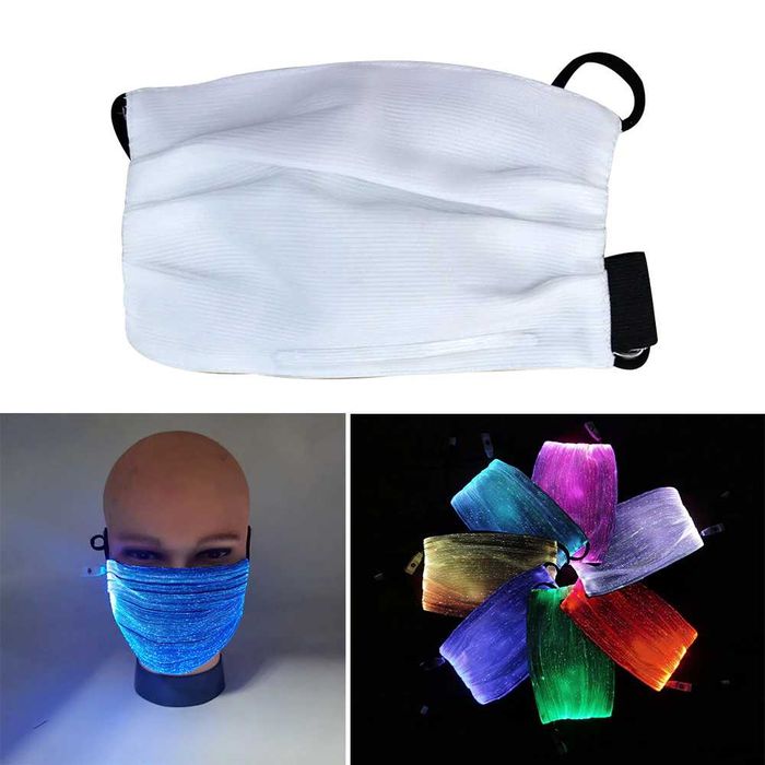 Masca fata lumina led fibra optica EDM concert luminoasa PM2.5 +CADOU!