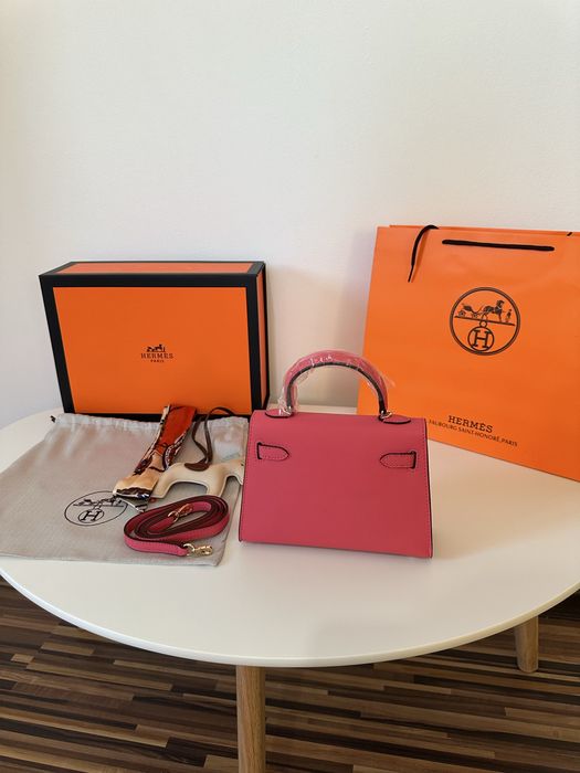 Geanta Hermes Kelly 19cm Roz