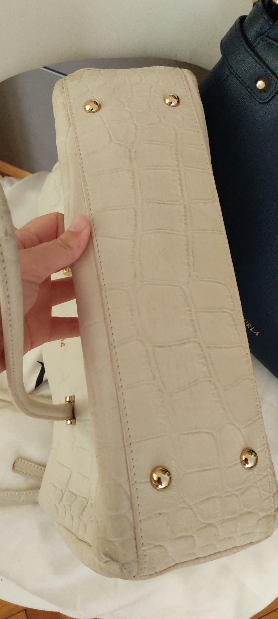 Чанта Furla, кожена, бяла