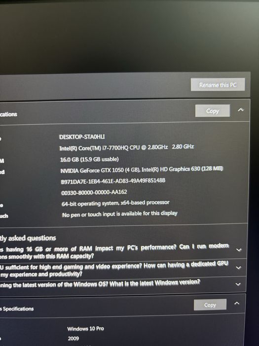 Laptop Asus ROG GL503V