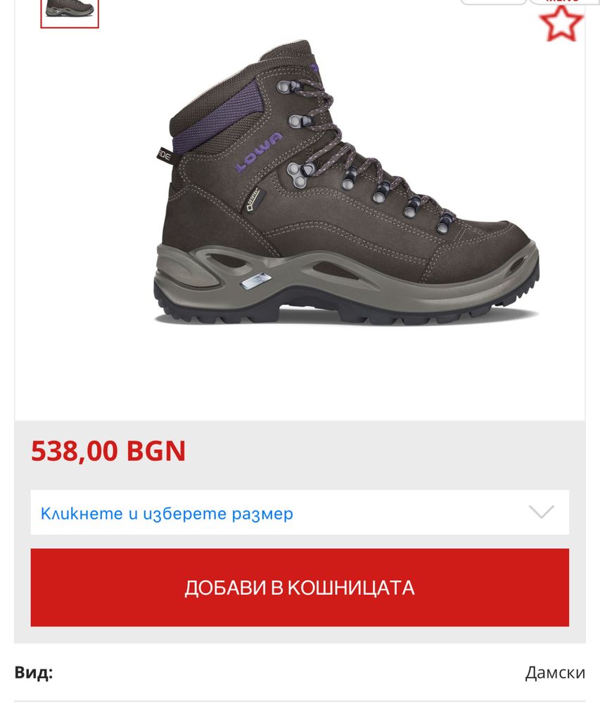 Lowa Renegade GTX (44) 28.7 см.Обувки