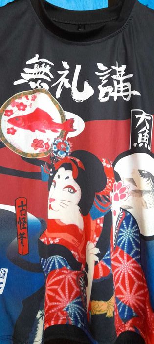 Tricou cu model de pisica koi gheisa japoneza