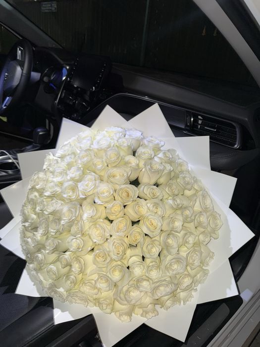 Белые розы 101 штук, сегодняшний