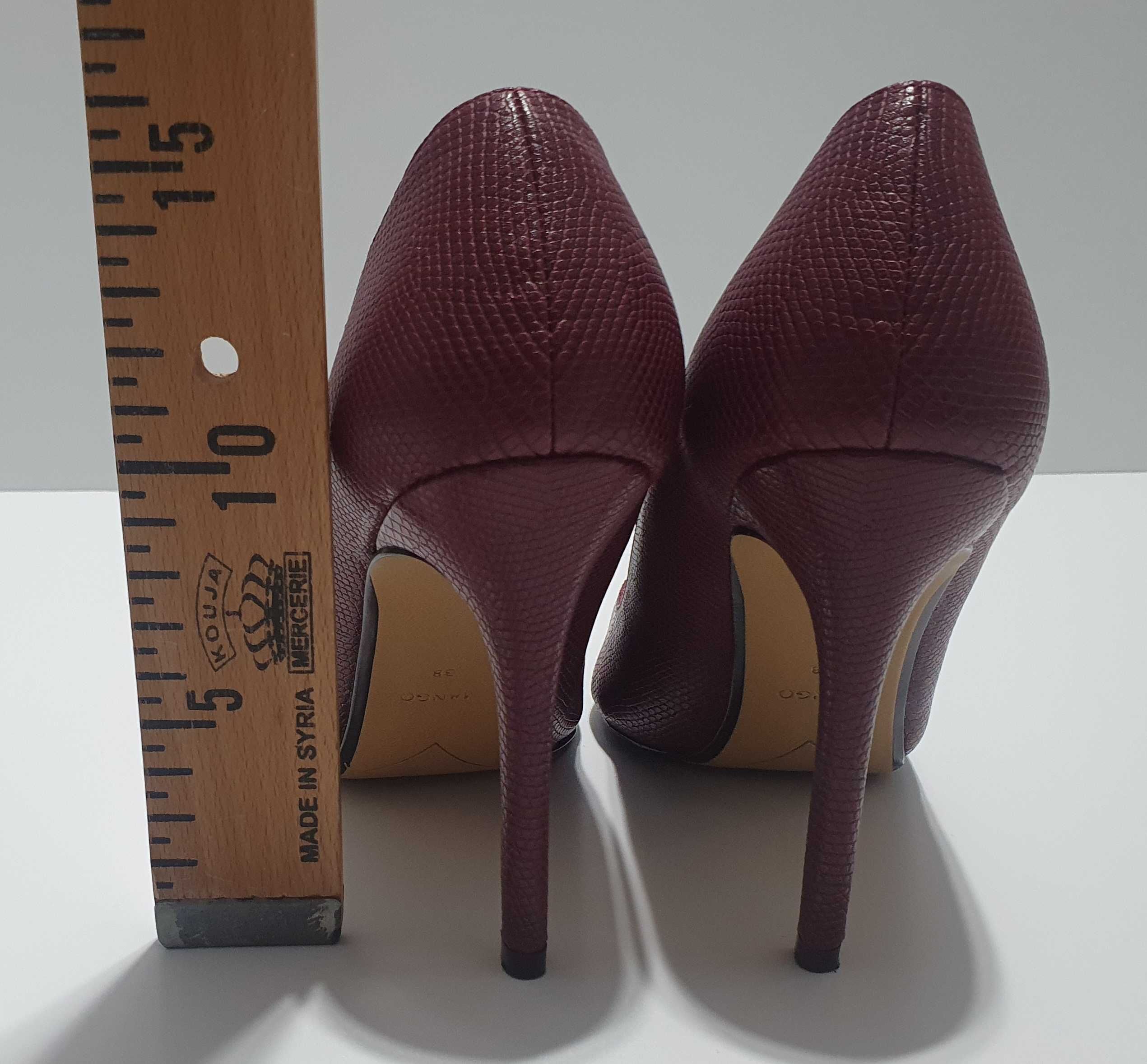 Pantofi Mango stiletto marimea 38 piele naturala toc 10 cm burgundy