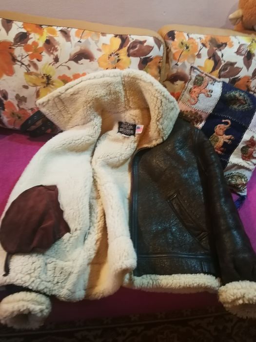 Geaca Aviator Pilot*SCHOTT NYC*Cojoc Blana Shearling Bomber B-3 WW2