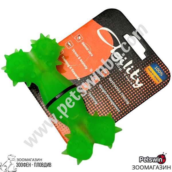 Гумена Играчка за Куче-12см/15см-Кокал с Шипчета-Зелен цвят-Agility- 2