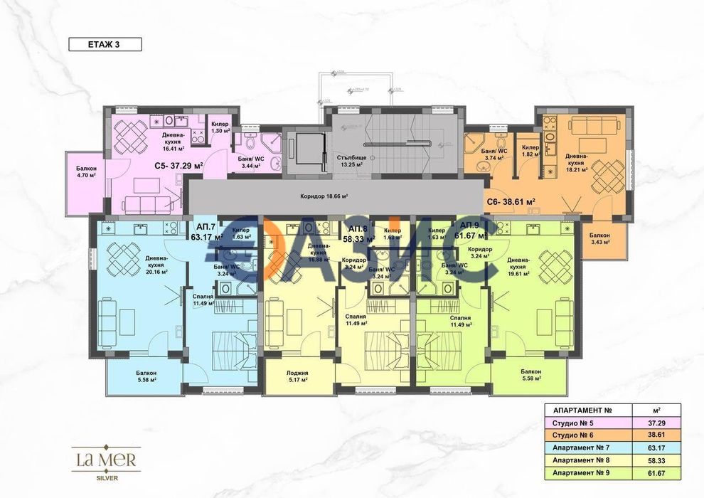 Продава се Двустаен апартамент в к.к. Слънчев бряг - 58 кв.м за 1309 €/кв.м - Снимка #3