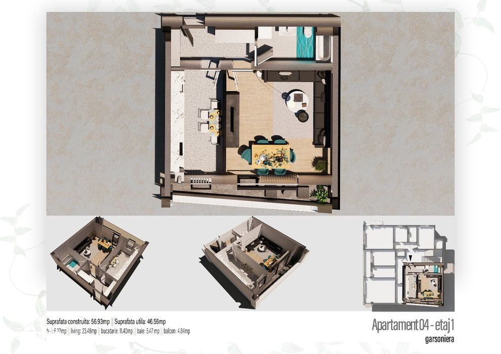 ULTIMILE 3 unitati ramase - Garsoniera 51.4 mp - zona Kamsas
