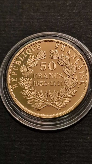 Златна Монета 50 Френски Франка Луи- Наполеон Бонапарт III 1991
