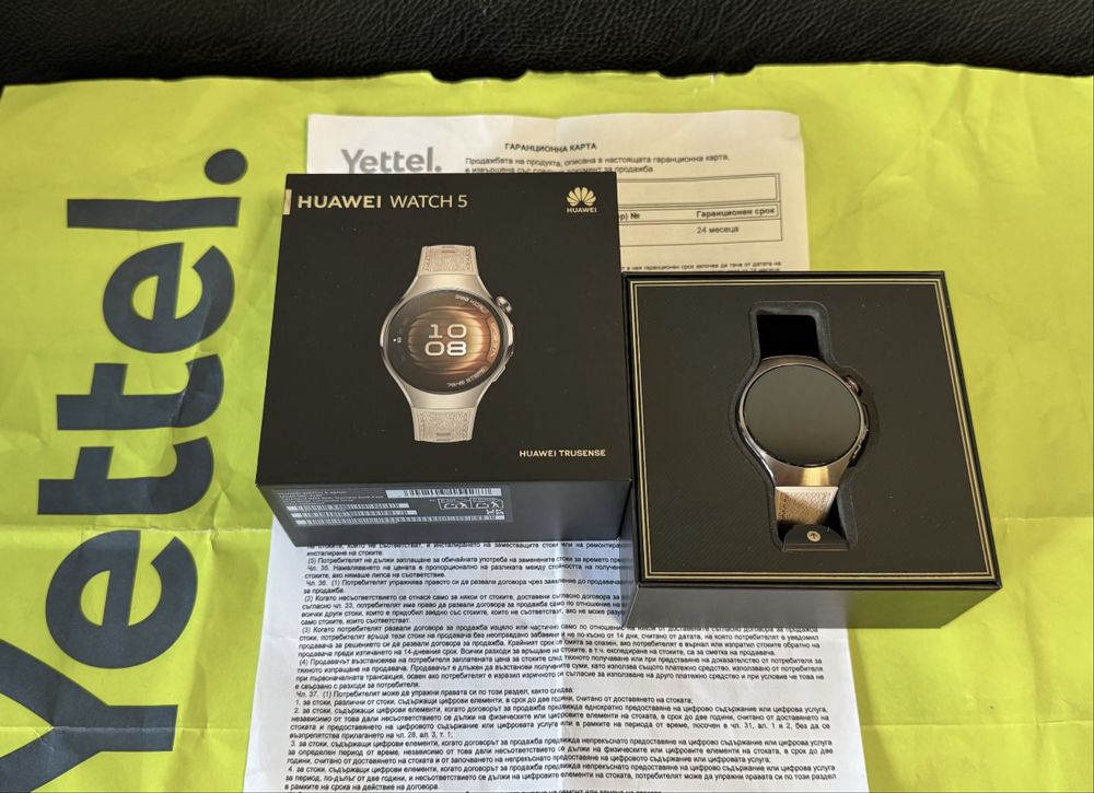 КАТО НОВ 42mm Huawei Watch 5 Yettel Гаранция 2027 г. Gold Beige