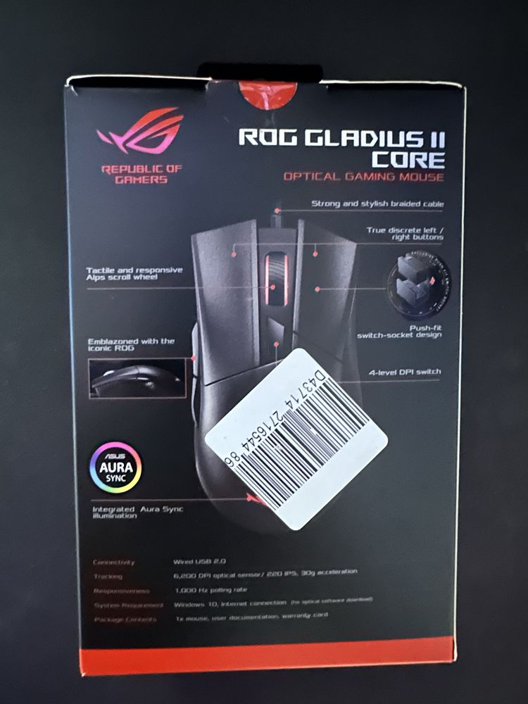 Геймърска мишка Asus ROG Gladius II Core