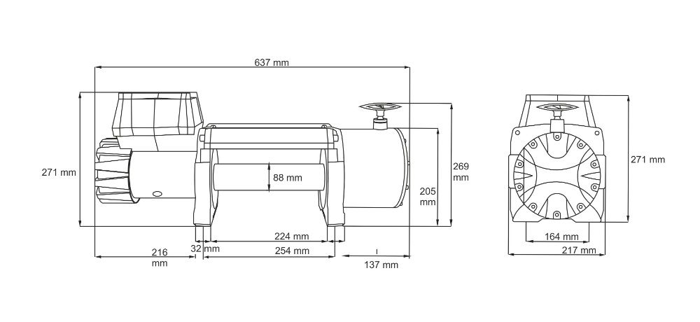 Troliu electric  DRAGON WINCH DWT 22000lbs(trage 9979 kg) 24V